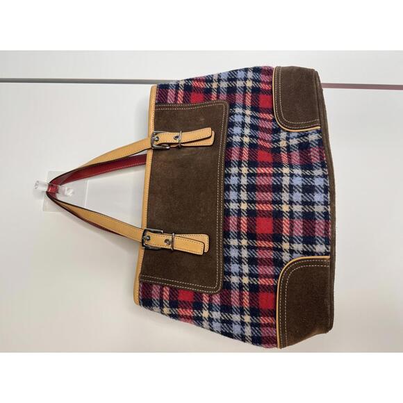 Vintage Coach Plaid and Suede Leather Purse - Picture 1 of 7